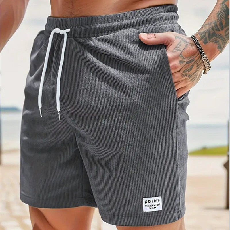 Men's Lace-Up Corduroy Shorts – Casual Drawstring Summer Sports Shorts