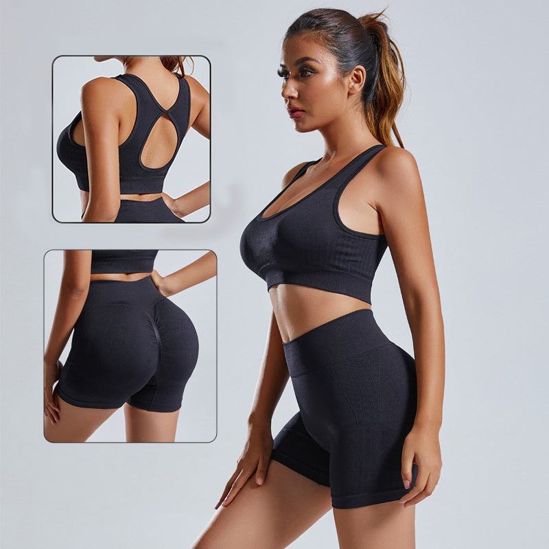 2-Piece Seamless Yoga Set – High-Waist Leggings & Vest for Gym, Fitness, and Everyday Comfort