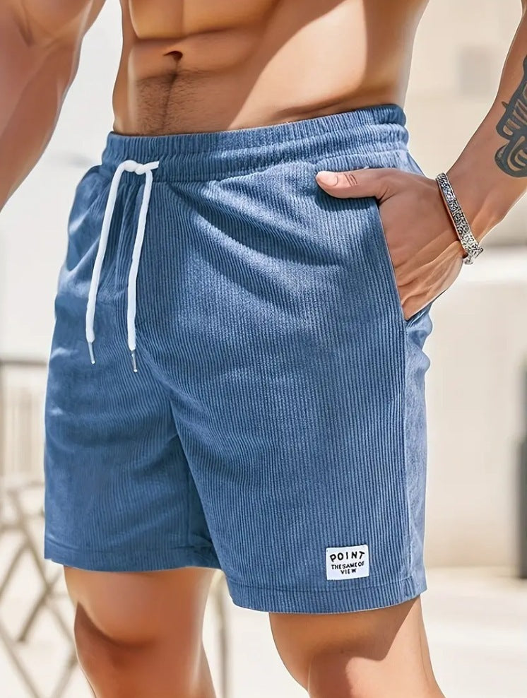 Men's Lace-Up Corduroy Shorts – Casual Drawstring Summer Sports Shorts