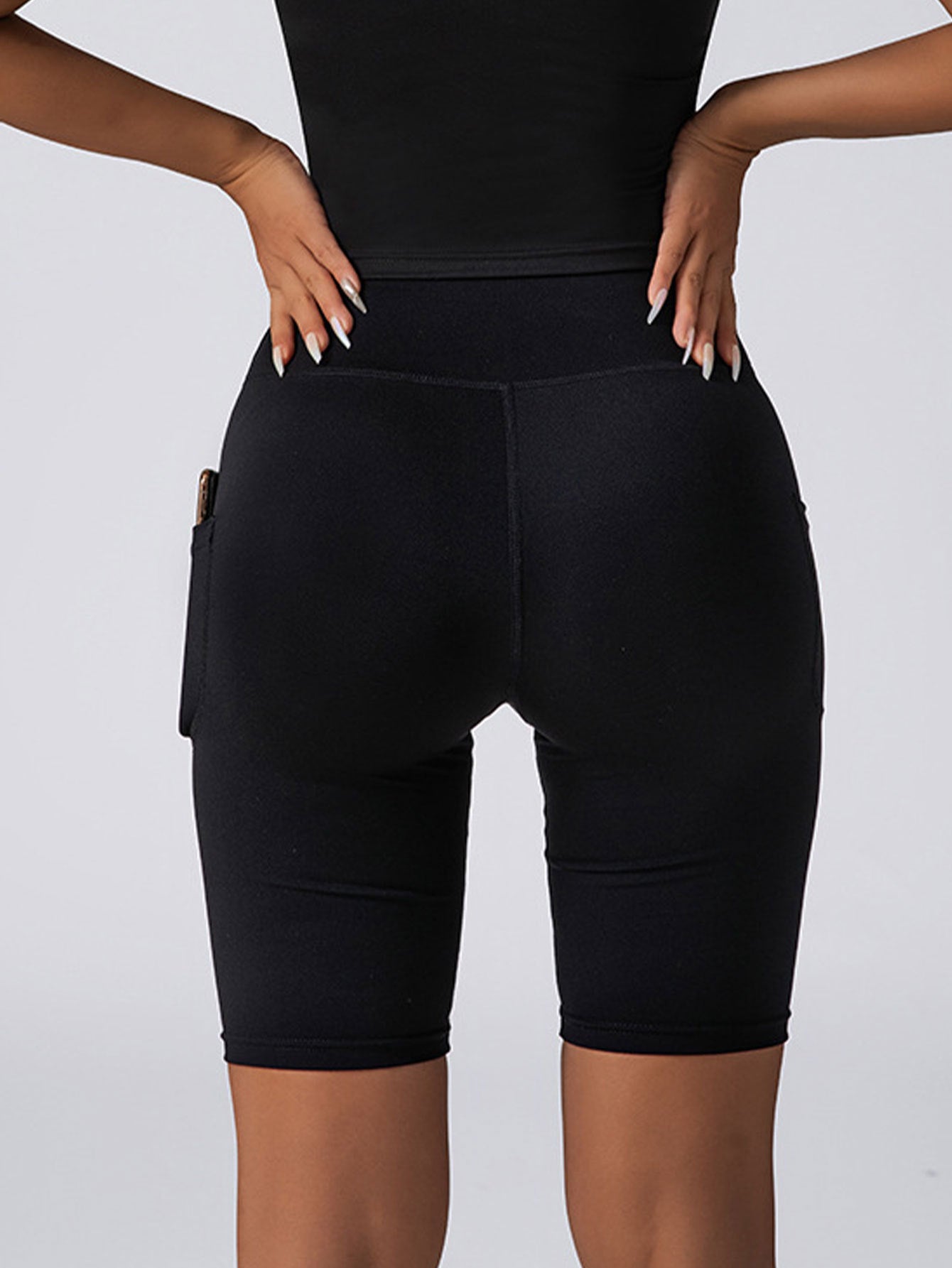 High-Waist Biker Shorts – Seamless Tummy Control Yoga & Workout Shorts with Pockets for Women