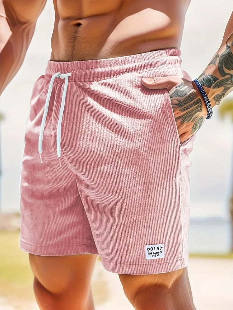 Men's Lace-Up Corduroy Shorts – Casual Drawstring Summer Sports Shorts