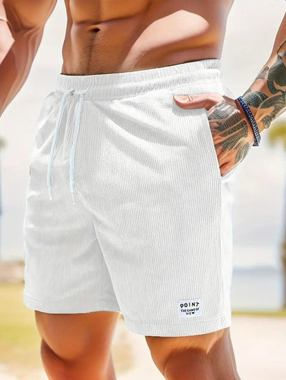 Men's Lace-Up Corduroy Shorts – Casual Drawstring Summer Sports Shorts