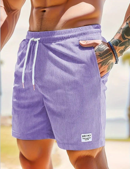 Men's Lace-Up Corduroy Shorts – Casual Drawstring Summer Sports Shorts