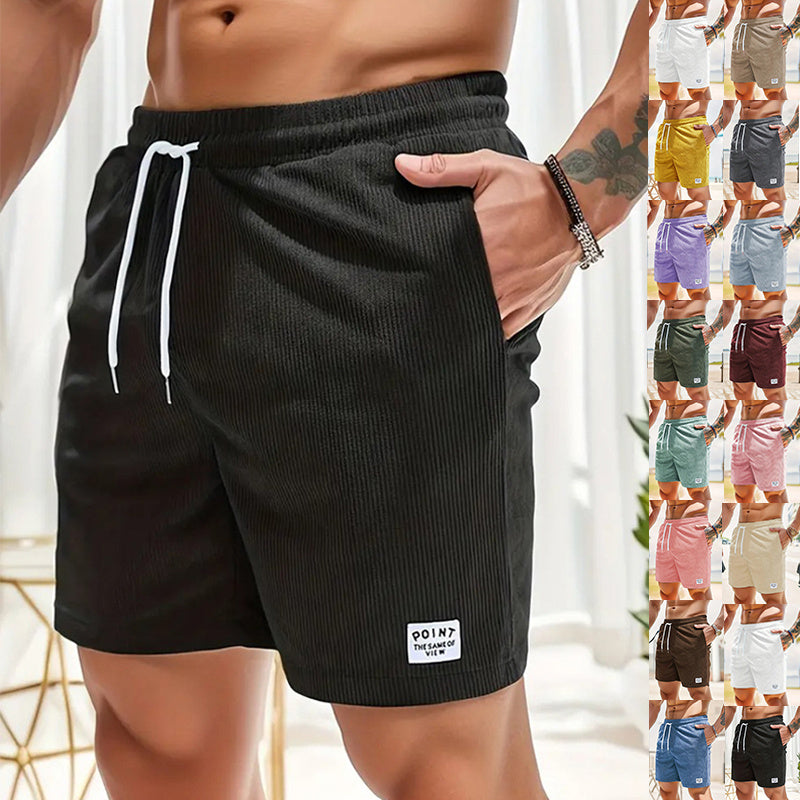 Men's Lace-Up Corduroy Shorts – Casual Drawstring Summer Sports Shorts