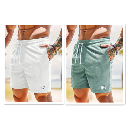 Men's Lace-Up Corduroy Shorts – Casual Drawstring Summer Sports Shorts