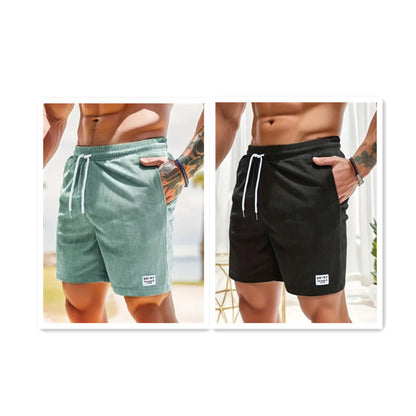 Men's Lace-Up Corduroy Shorts – Casual Drawstring Summer Sports Shorts