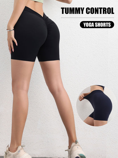 High-Waisted Butt-Lifting Yoga Shorts – Tummy Control, Scrunch Design, and Compression Fit for Workouts & Everyday Wear