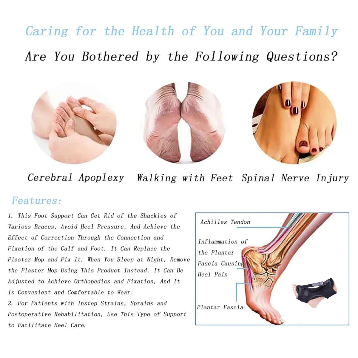 Adjustable Splint Brace – Heel, Foot & Arch Support Brace for Pain Relief & Recovery