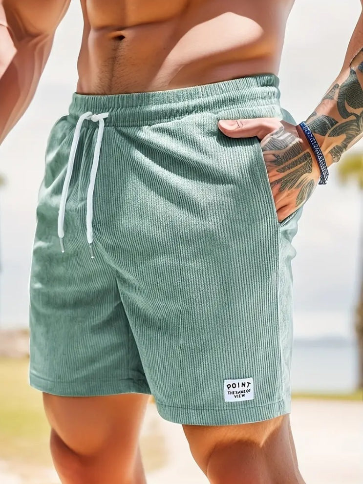 Men's Lace-Up Corduroy Shorts – Casual Drawstring Summer Sports Shorts