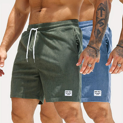 Men's Lace-Up Corduroy Shorts – Casual Drawstring Summer Sports Shorts