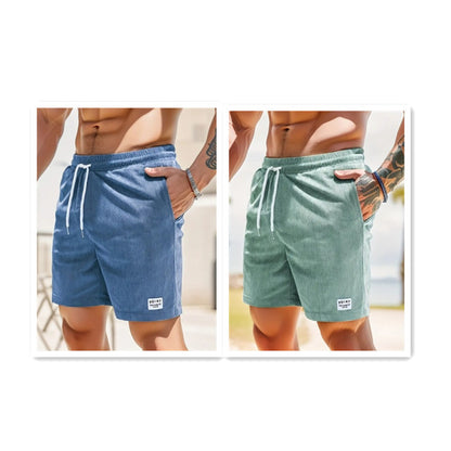 Men's Lace-Up Corduroy Shorts – Casual Drawstring Summer Sports Shorts