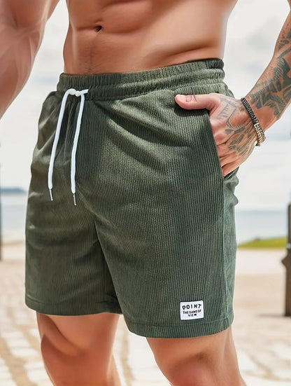 Men's Lace-Up Corduroy Shorts – Casual Drawstring Summer Sports Shorts